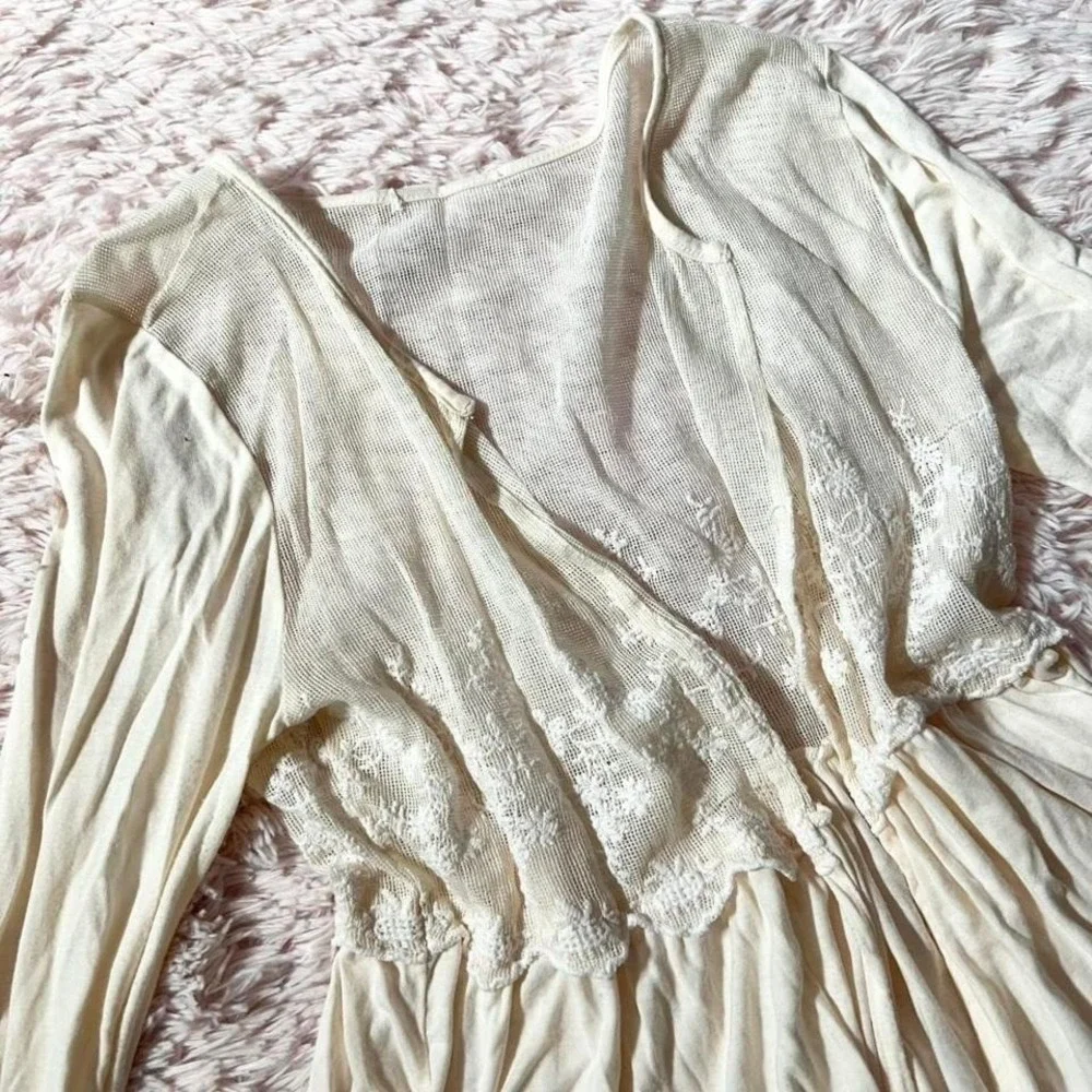 Boho Lace Delicate Coquette Twee Whimsical Womens Medium Fairy Core Cardigan - Picture 4 of 5